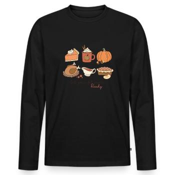 Thanksgiving Turkey Pumpkin Pie Retro Vintage - Männer Premium Bio Langarmshirt - Schwarz - Vorne - Nico (187cm)