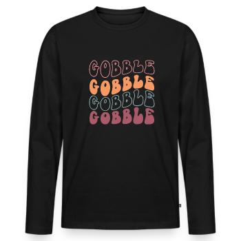 Thanksgiving Retro Vintage Gobble - T-shirt manches longues Premium bio Homme - noir - Devant - Nico (187cm)
