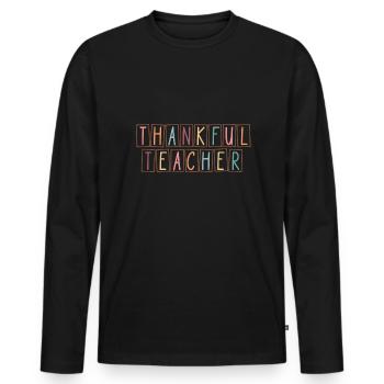 Thanksgiving Enseignant reconnaissant - T-shirt manches longues Premium bio Homme - noir - Devant - Nico (187cm)