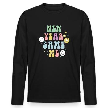 Nouvel An Same Me Réveillon du Nouvel An Bonne année - T-shirt manches longues Premium bio Homme - noir - Devant - Nico (187cm)