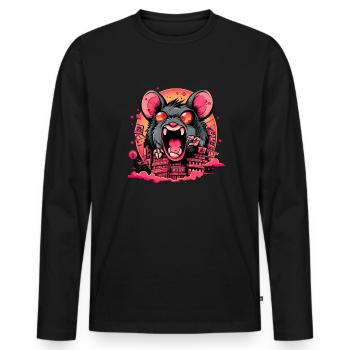 Kawaii Giant Rat Monster - Männer Premium Bio Langarmshirt - Schwarz - Vorne - Nico (187cm)