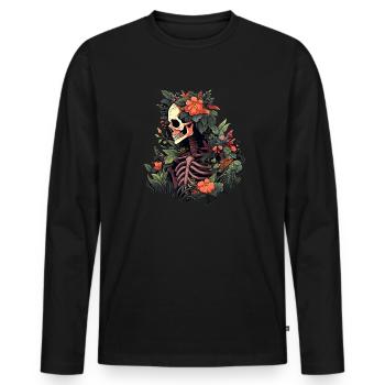 Gardening Skull Flowers - Männer Premium Bio Langarmshirt - Schwarz - Vorne - Nico (187cm)