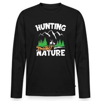 La chasse protège la nature - T-shirt manches longues Premium bio Homme - noir - Devant - Nico (187cm)