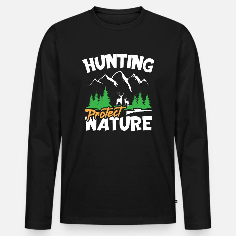 hunting protect nature - Männer Premium Bio Langarmshirt - Schwarz