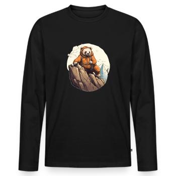 Süßer niedlicher Berg Bär mit Outdoor Jacke - Männer Premium Bio Langarmshirt - Schwarz - Vorne - Nico (187cm)