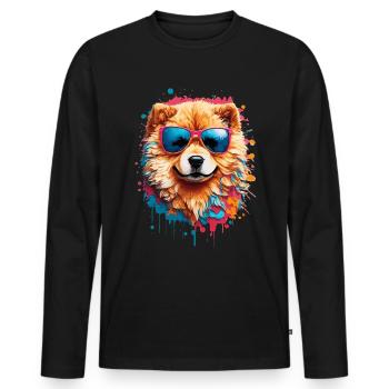 Colorful Chow Chow with Sunglasses - Men's Premium Organic Long Sleeve Shirt - black - Front - Nico (187cm)