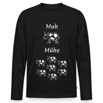 Eine Kuh macht muh, viele Kühe machen Mühe - Männer Premium Bio Langarmshirt - Schwarz - Vorne - Nico (187cm)