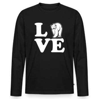 Love polar bear - Men's Premium Organic Long Sleeve Shirt - black - Front - Nico (187cm)
