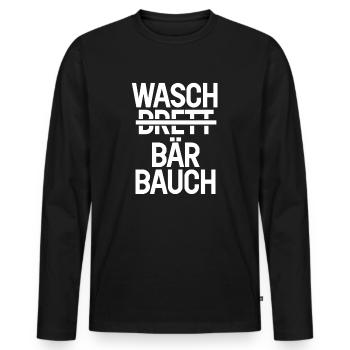 Waschbrett Waschbär Bauch Geschenk - Männer Premium Bio Langarmshirt - Schwarz - Vorne - Nico (187cm)