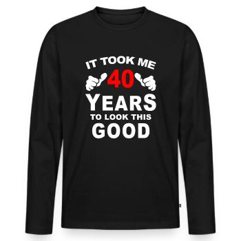 40 ans 40 ans - T-shirt manches longues Premium bio Homme - noir - Devant - Nico (187cm)