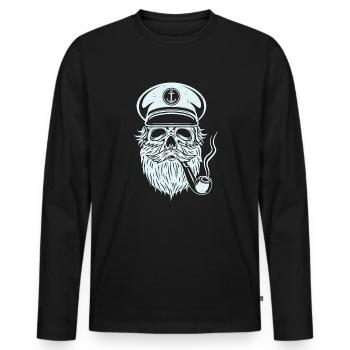 Capitaine Skull Capitaine Capitaine Skull Seafarer Gift - T-shirt manches longues Premium bio Homme - noir - Devant - Nico (187cm)