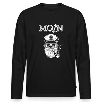 Moin skull anchor Captain Beard - Men's Premium Organic Long Sleeve Shirt - black - Front - Nico (187cm)