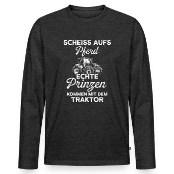 Agriculteur agriculteur tracteur trekker - T-shirt manches longues Premium bio Homme - anthracite chiné - Devant - Nico (187cm)