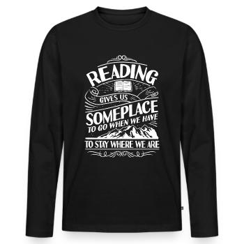 Book Books Reading Reader Librarian Bookworm - Men's Premium Organic Long Sleeve Shirt - black - Front - Nico (187cm)