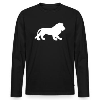 lion - Men's Premium Organic Long Sleeve Shirt - black - Front - Nico (187cm)