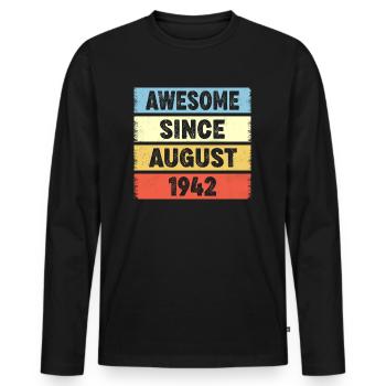 80 Years Old Awesome Since August 1942 80th - Men's Premium Organic Long Sleeve Shirt - black - Front - Nico (187cm)