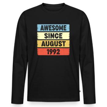 Awesome Since August 1992 30e anniversaire - T-shirt manches longues Premium bio Homme - noir - Devant - Nico (187cm)