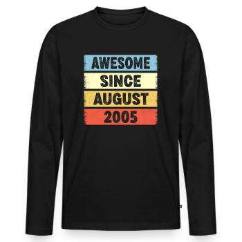 Awesome Since August 2005 17e anniversaire - T-shirt manches longues Premium bio Homme - noir - Devant - Nico (187cm)