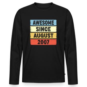 Awesome Since August 2007 15e anniversaire - T-shirt manches longues Premium bio Homme - noir - Devant - Nico (187cm)