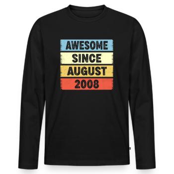 Awesome Since August 2008 14e anniversaire - T-shirt manches longues Premium bio Homme - noir - Devant - Nico (187cm)
