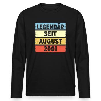 21 years legendary since August 2001 21st birthday - Men's Premium Organic Long Sleeve Shirt - black - Front - Nico (187cm)