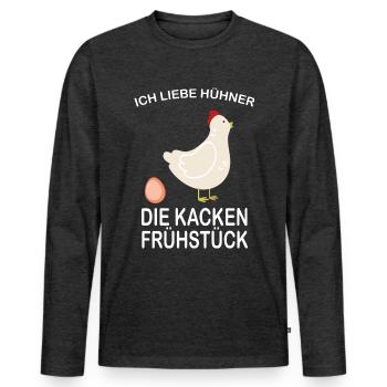 Ich liebe Hühner die kacken - T-shirt manches longues Premium bio Homme - anthracite chiné - Devant - Nico (187cm)
