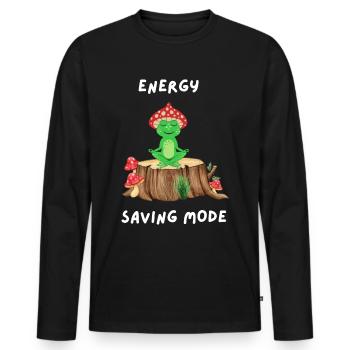 Lustiges Yoga Frosch Design - Männer Premium Bio Langarmshirt - Schwarz - Vorne - Nico (187cm)