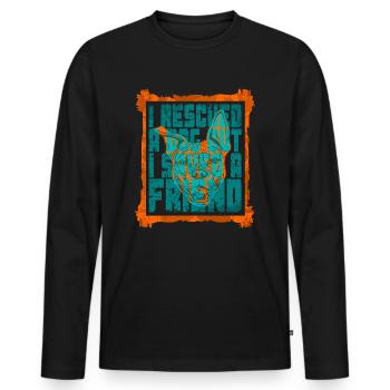 J’AI SAUVÉ UN CHIEN MAIS J’AI SAUVÉ UN AMI - T-shirt manches longues Premium bio Homme - noir - Devant - Nico (187cm)
