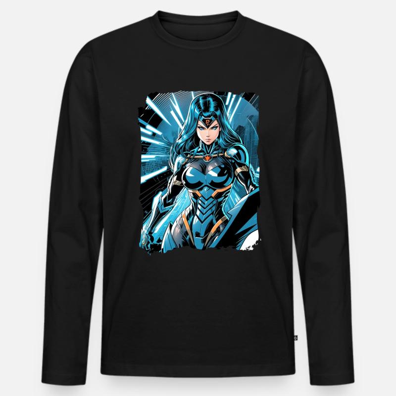 Superheldin - Männer Premium Bio Langarmshirt - Schwarz