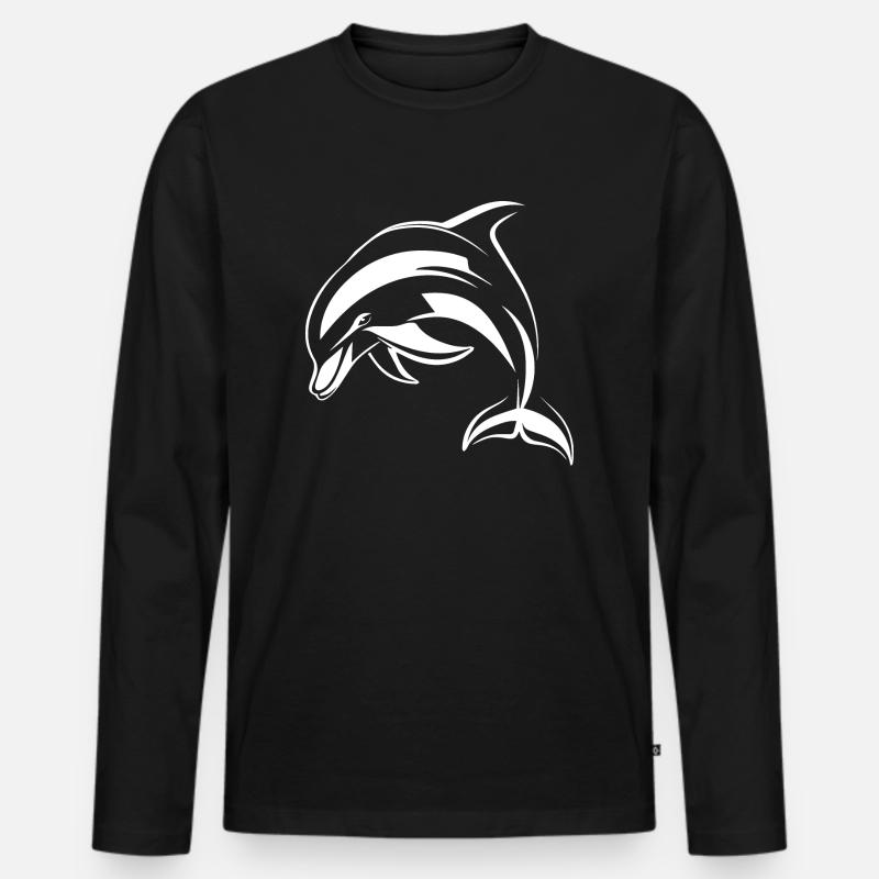 Delfin - Männer Premium Bio Langarmshirt - Schwarz