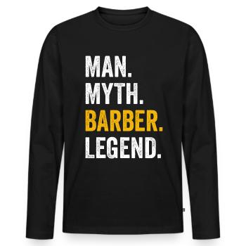 Coiffeur Cutter - T-shirt manches longues Premium bio Homme - noir - Devant - Nico (187cm)