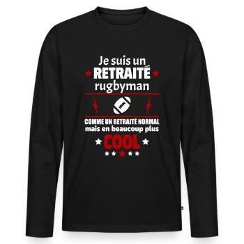 Je suis un retraité rugbyman plus cool, retraite - T-shirt manches longues Premium bio Homme - noir - Devant - Nico (187cm)