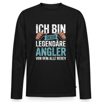 Legendärer Angler – Der von dem alle reden Shirt - Männer Premium Bio Langarmshirt - Schwarz - Vorne - Nico (187cm)
