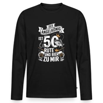 Der Angelkönig ist 50 Bier & Rute Geburtstagsshirt - Männer Premium Bio Langarmshirt - Schwarz - Vorne - Nico (187cm)