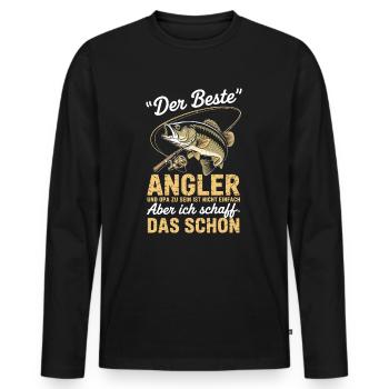 Der beste Angler und Opa – Angelshirt mit Spruch - Männer Premium Bio Langarmshirt - Schwarz - Vorne - Nico (187cm)