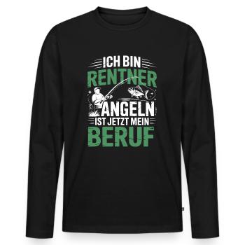 Ich bin Rentner Angeln ist jetzt mein Beruf Shirt - Männer Premium Bio Langarmshirt - Schwarz - Vorne - Nico (187cm)