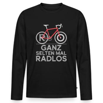 Ganz selten mal radlos – Fahrrad Spruchshirt - Männer Premium Bio Langarmshirt - Schwarz - Vorne - Nico (187cm)