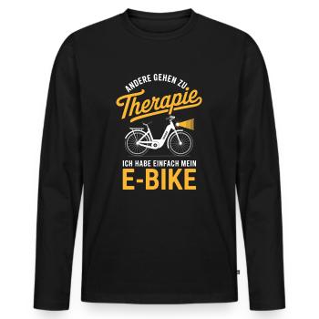 Therapie? Ich fahr E-Bike – Lustiges Fahrradshirt - Männer Premium Bio Langarmshirt - Schwarz - Vorne - Nico (187cm)
