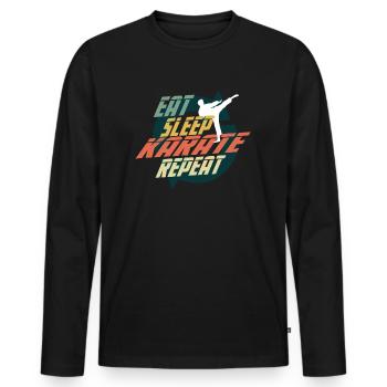 EAT SLEEP KARATE REPEAT - Men's Premium Organic Long Sleeve Shirt - black - Front - Nico (187cm)