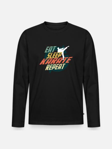 EAT SLEEP KARATE REPEAT - Men's Premium Organic Long Sleeve Shirt - black