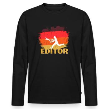 Vintage Editor Design - Männer Premium Bio Langarmshirt - Schwarz - Vorne - Nico (187cm)