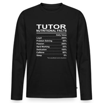 Tutor Nutritional Facts - Men's Premium Organic Long Sleeve Shirt - black - Front - Nico (187cm)