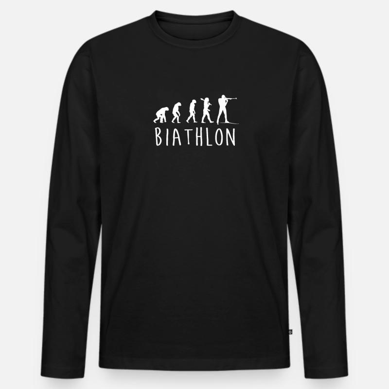 Biathlon Evolution - Männer Premium Bio Langarmshirt - Schwarz