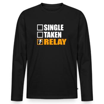 Relay Is My Girlfriend - Men's Premium Organic Long Sleeve Shirt - black - Front - Nico (187cm)