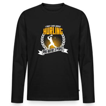 Funny Hurling T-Shirt Birthday Gift - Männer Premium Bio Langarmshirt - Schwarz - Vorne - Nico (187cm)