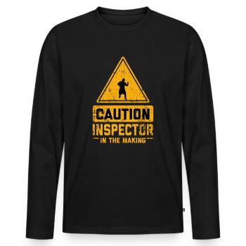 CAUTION Inspector In The Making - Men's Premium Organic Long Sleeve Shirt - black - Front - Nico (187cm)