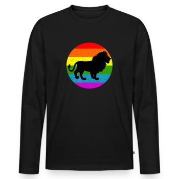 Rainbow Lion - Männer Premium Bio Langarmshirt - Schwarz - Vorne - Nico (187cm)