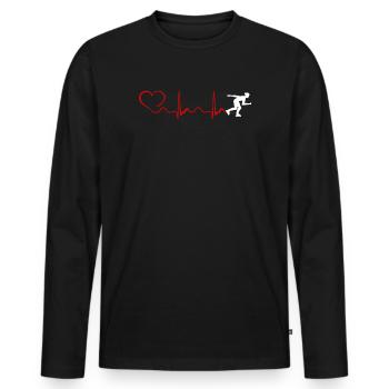 Roller Blade Heartbeat And Heart - Männer Premium Bio Langarmshirt - Schwarz - Vorne - Nico (187cm)