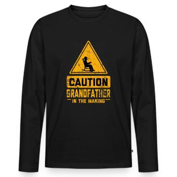 ATTENTION Grand-père en devenir - T-shirt manches longues Premium bio Homme - noir - Devant - Nico (187cm)