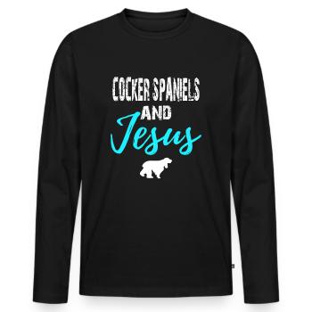 Cocker Spaniels And Jesus - Chrisitan - T-shirt manches longues Premium bio Homme - noir - Devant - Nico (187cm)